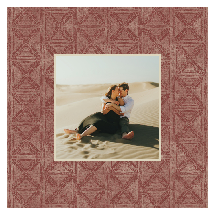 Boho Texture Photo Art Print pairs a favorite photograph with a richly textured geometric backdrop for a warm, handcrafted bohemian look.