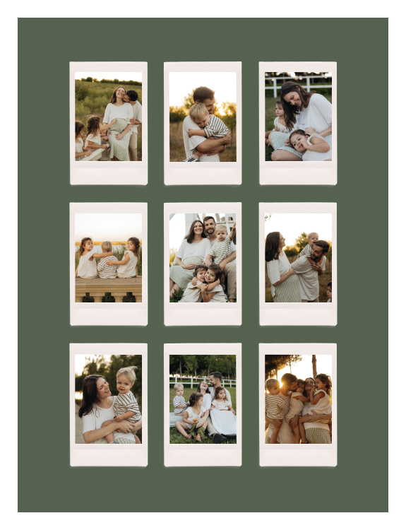 Mini Collection Photo Art Print brings nine favorite photographs together in a playful instant-photo-inspired grid for a personalized display filled with meaningful memories.