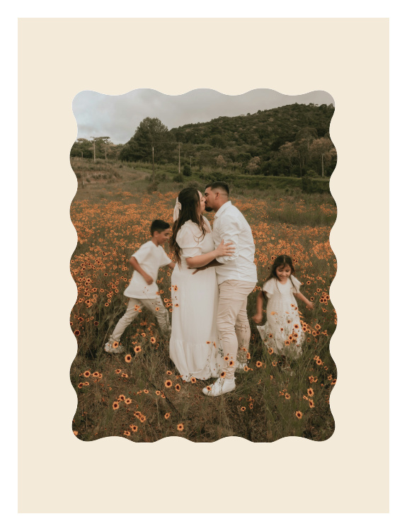 Wavy Shape Photo Art Print transforms a favorite photograph into a playful personalized display with a softly scalloped, flowing edge.