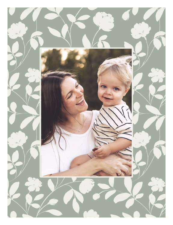 Floral Frame Photo Art Print surrounds a favorite photograph with a graceful botanical pattern of leafy stems and softly painted blooms for a timeless nature-inspired look.
