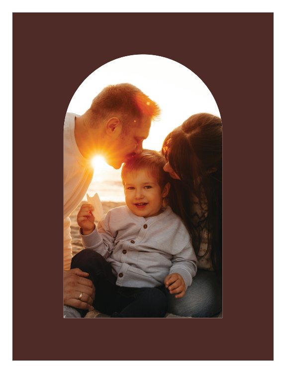 Family Archway Photo Art Print showcases a favorite family photograph within a graceful rounded arch frame for a warm, timeless focal point.