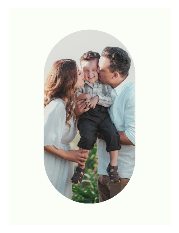 Rounded Frame Photo Art Print showcases a favorite photograph inside a softly curved capsule-shaped frame for a clean, contemporary look.