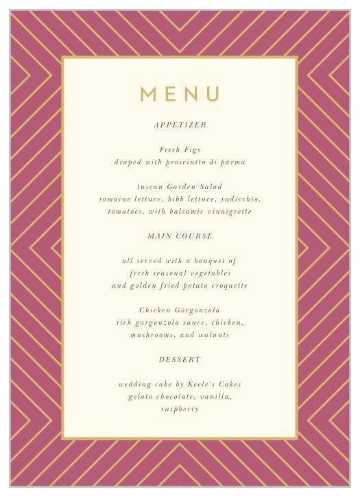Geometric Perfection Wedding Menus