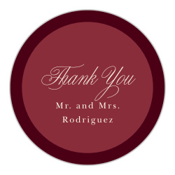 Lace Frame Wedding Arch Stickers feature graceful “Thank You” script paired with personalized couple names in a timeless circular design.