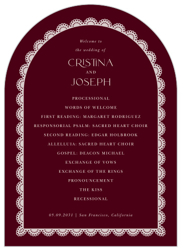 Lace Frame Wedding Arch Programs