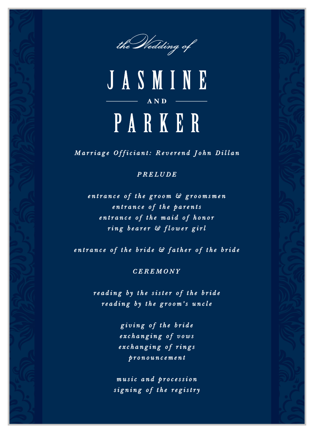 Ribbon & Damask Wedding Programs