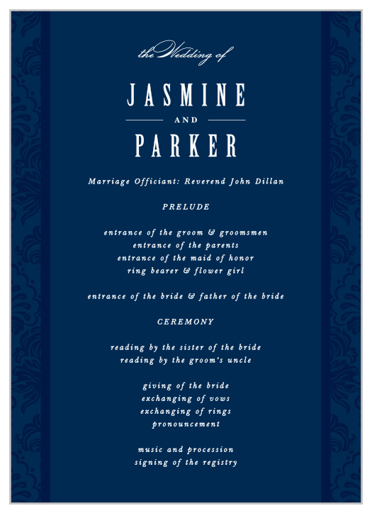 Ribbon & Damask Wedding Programs