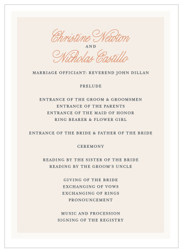 Champagne & Tables Wedding Programs