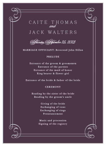 Victorian Frame Wedding Programs