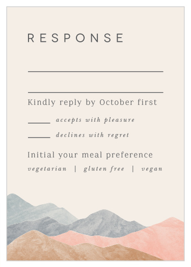 Our Mystic Mountains Response Cards help you get a complete list of family and friends that plan to attend your wedding.