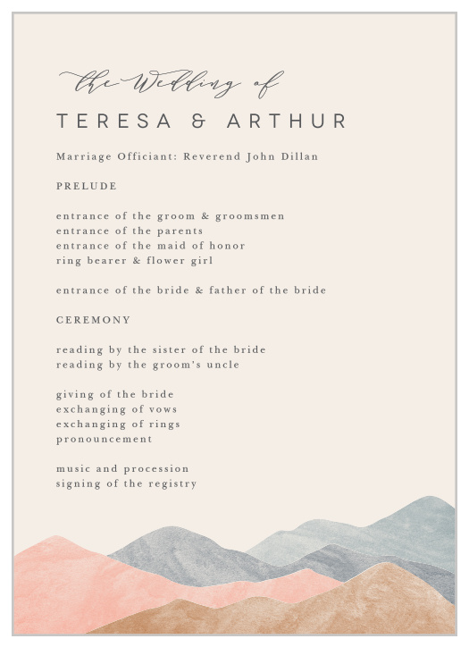 Mystic Mountains Wedding Programs