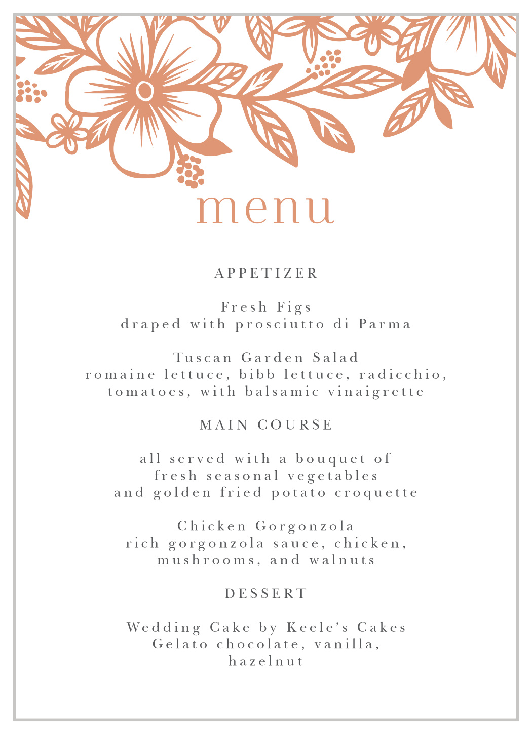 Floral Whimsy Wedding Menus