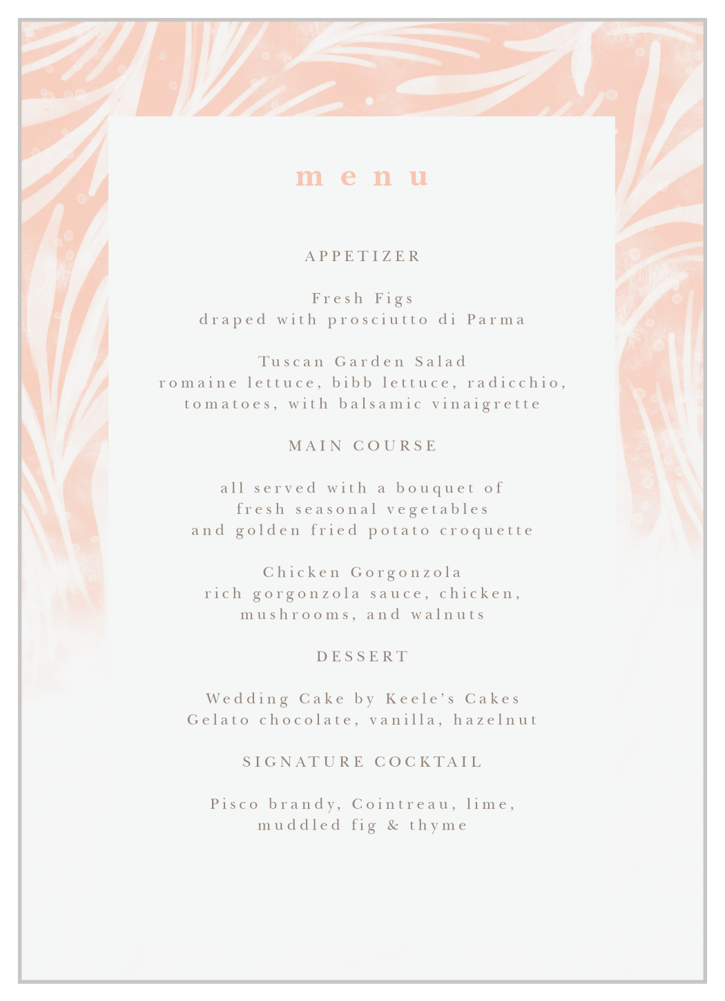 Floral Celebration Wedding Menus