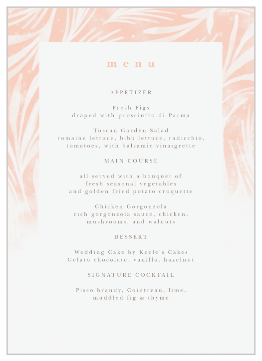 Floral Celebration Wedding Menus