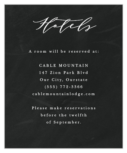 Chalkboard Art Accommodation Cards