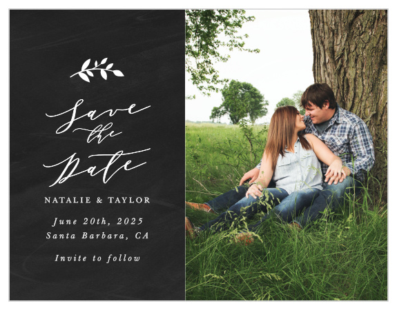 Our Chalkboard Art Save the Date Magnets are sure to have family and friends rushing to their calendars to pencil in your wedding!