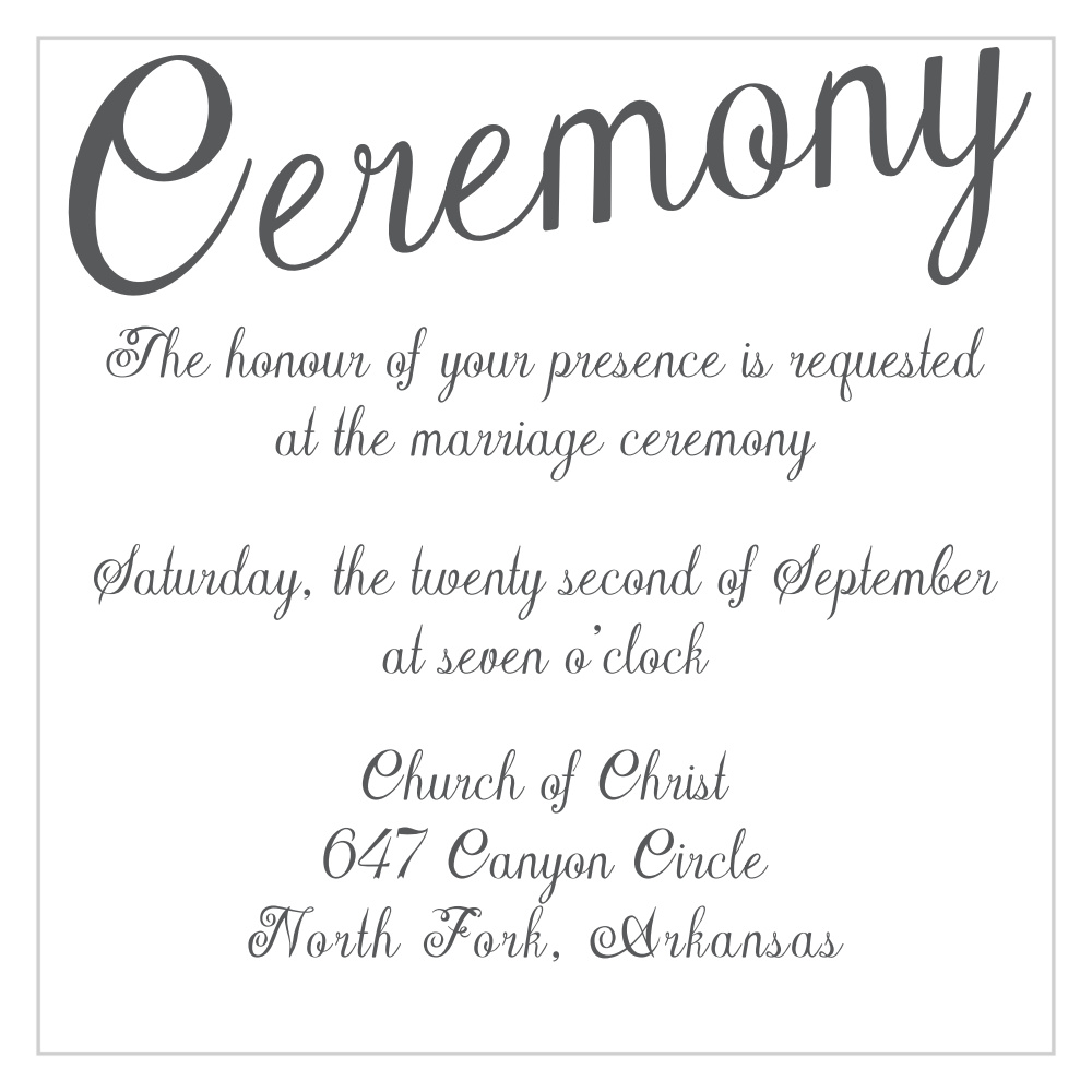 Plain Elegance Ceremony Cards