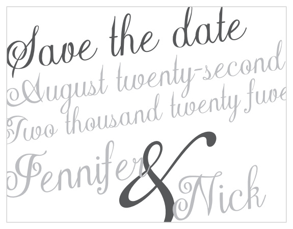 Our Plain Elegance save the date card has super cute text and a fun wreath. As always, you can change the colors and fonts in order to match your wedding scheme. Personalize the card and see your modifications instantly!