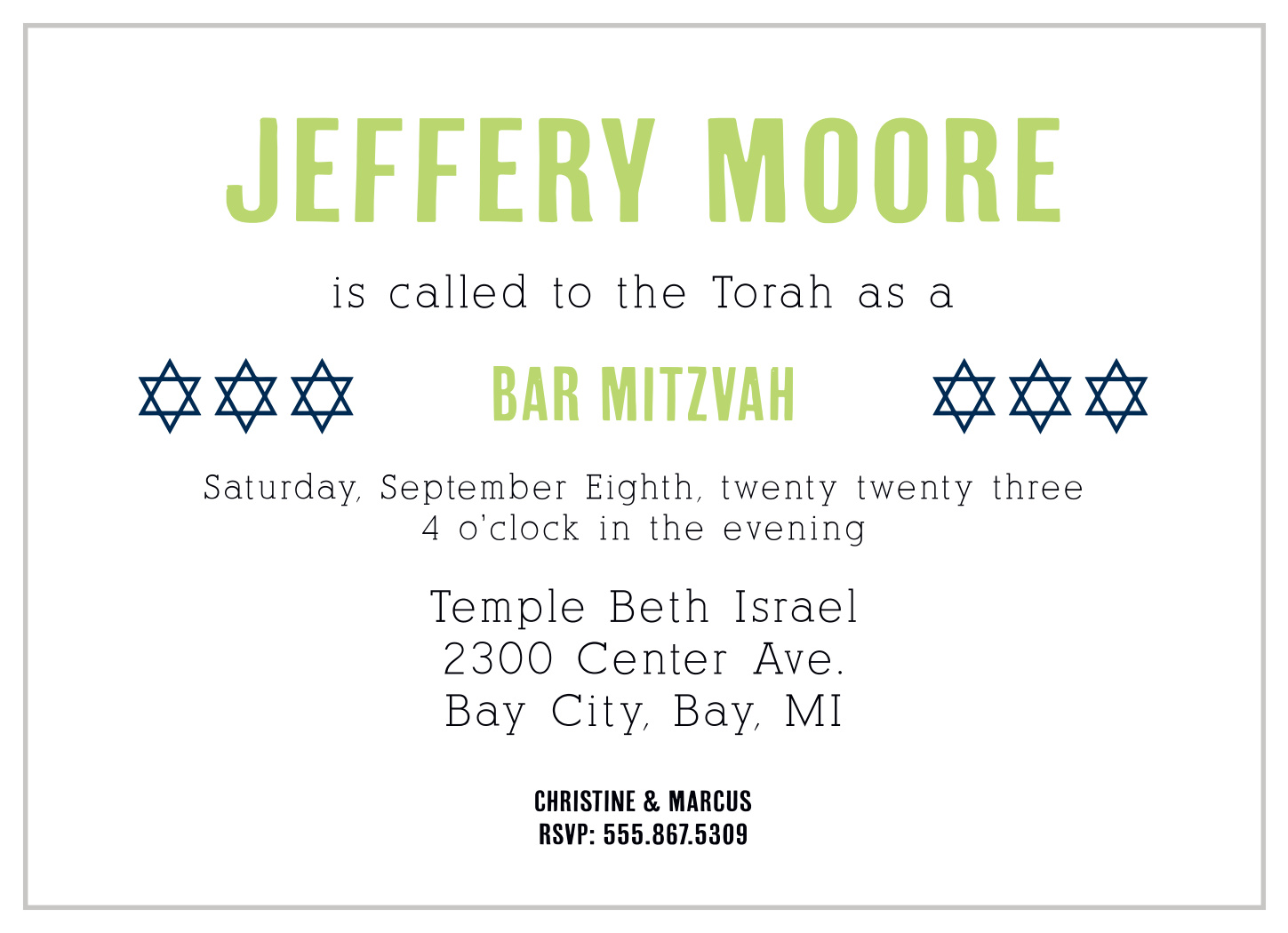 Simply Modern Bar Mitzvah Invitations