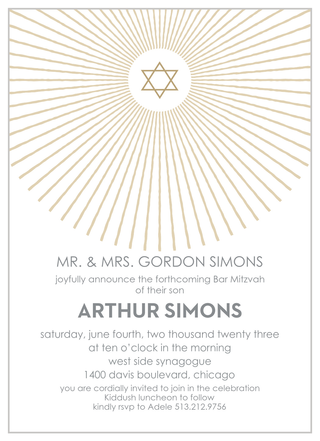 Star Shine Bar Mitzvah Invitations
