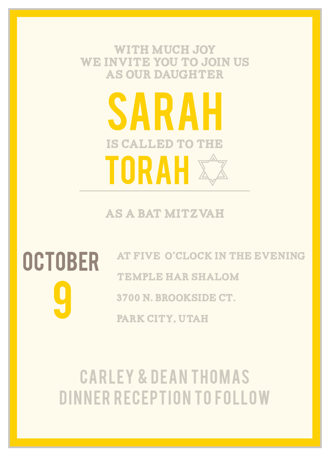 Simply Bordered Bat Mitzvah Invitations