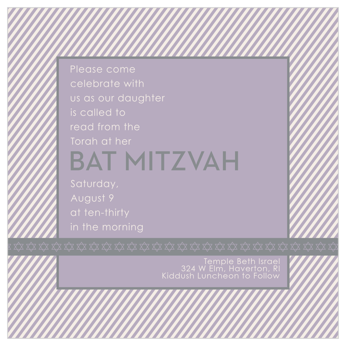 Diagonal Stripes Bat Mitzvah Invitations
