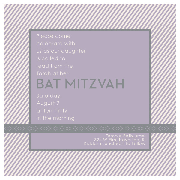 This Bat Mitzvah invite is the perfect choice for anyone wanting an invite that is straightforward, with just a touch of personality. Tons of room to add the information you need to, and make it 100% you.