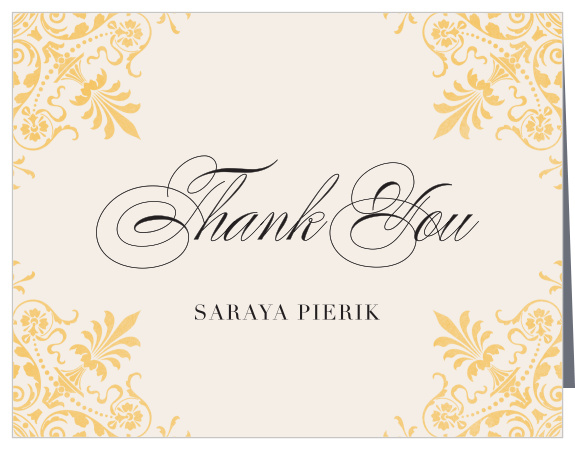 The Chandelier Corner Graduation Thank You Card offer a vintage style with chandeliers on each corner directing your attention to the center of the card.