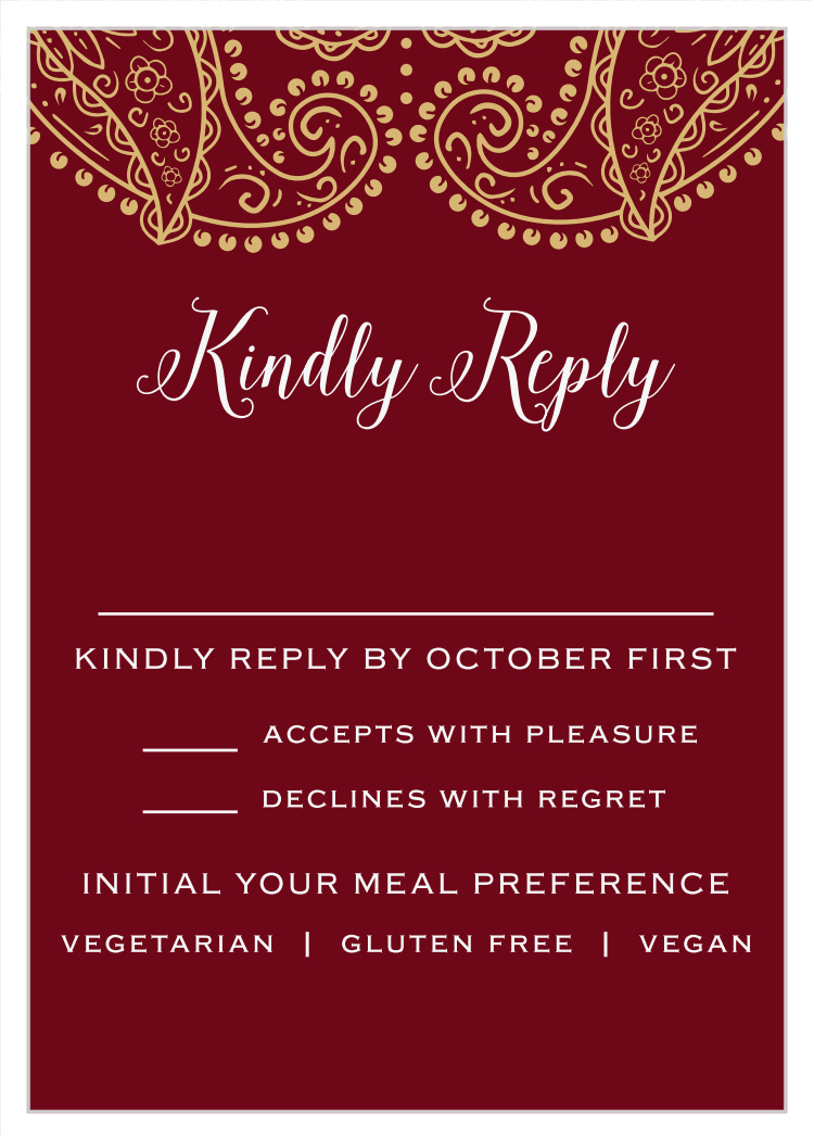 Precious Paisley Response Cards