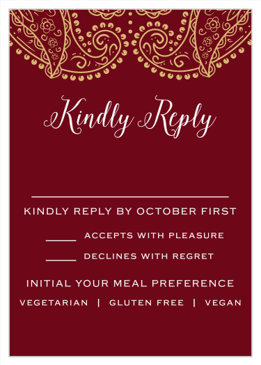 Precious Paisley Response Cards