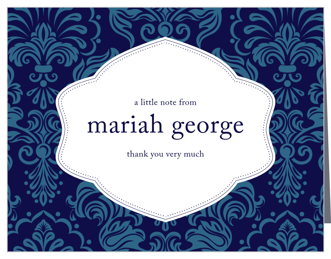Formal Damask Graduation Thank You Cards