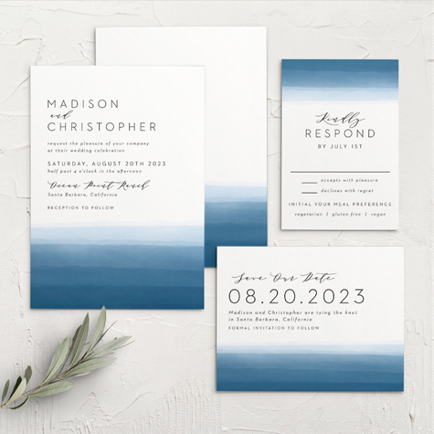 Watercolor Dip Wedding Invitations
