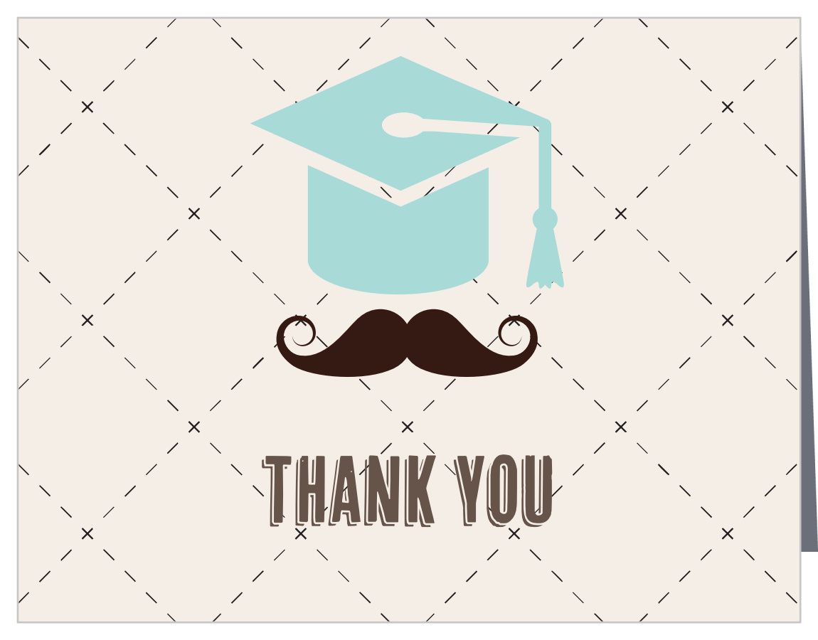 Mustache Cap Graduation Thank You Cards