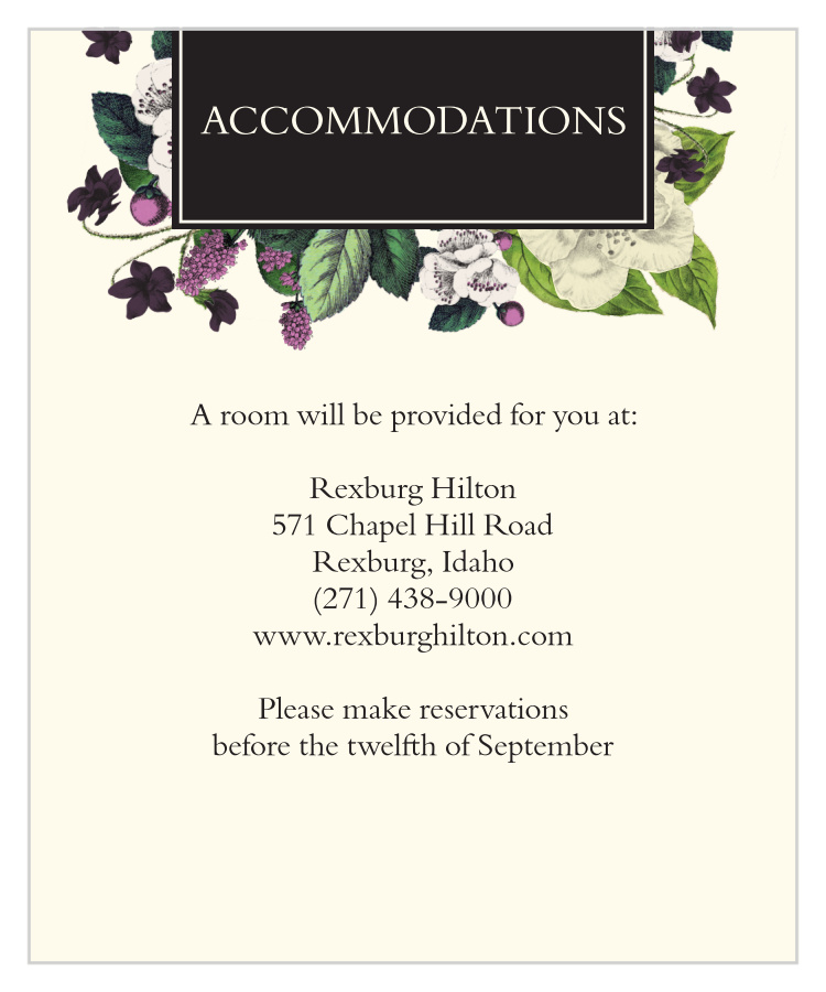 Vintage Botanical Accommodation Cards