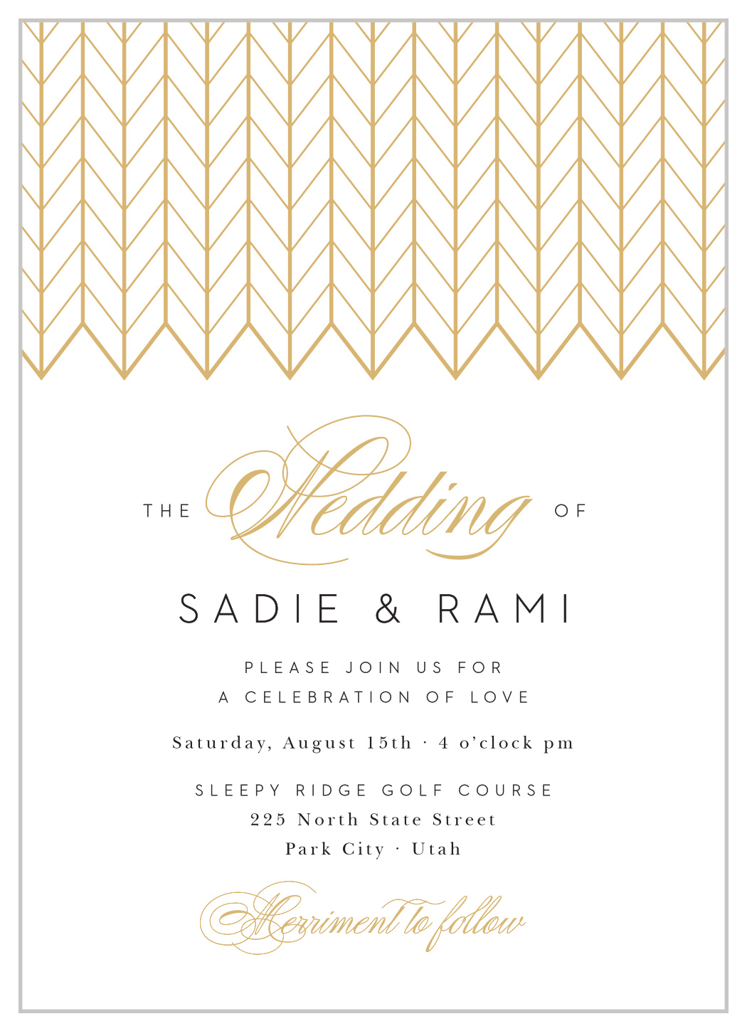 Glamorous Chevron Wedding Invitations