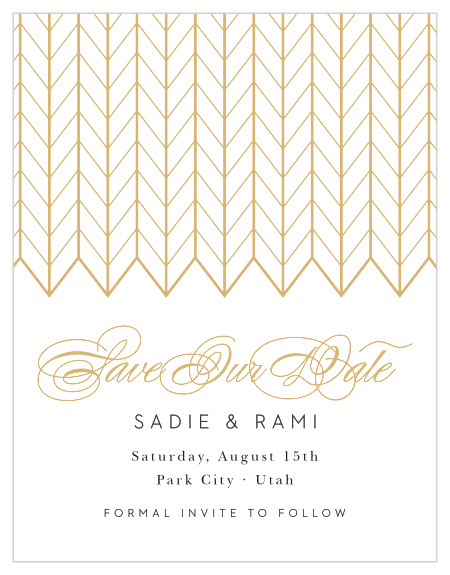 Make a lasting impression with our timeless Glamorous Chevron Save the Date Cards.