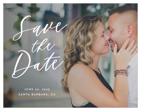 Beautifully announce your upcoming wedding with our Rocky Beach Stamp Save the Date Cards!
