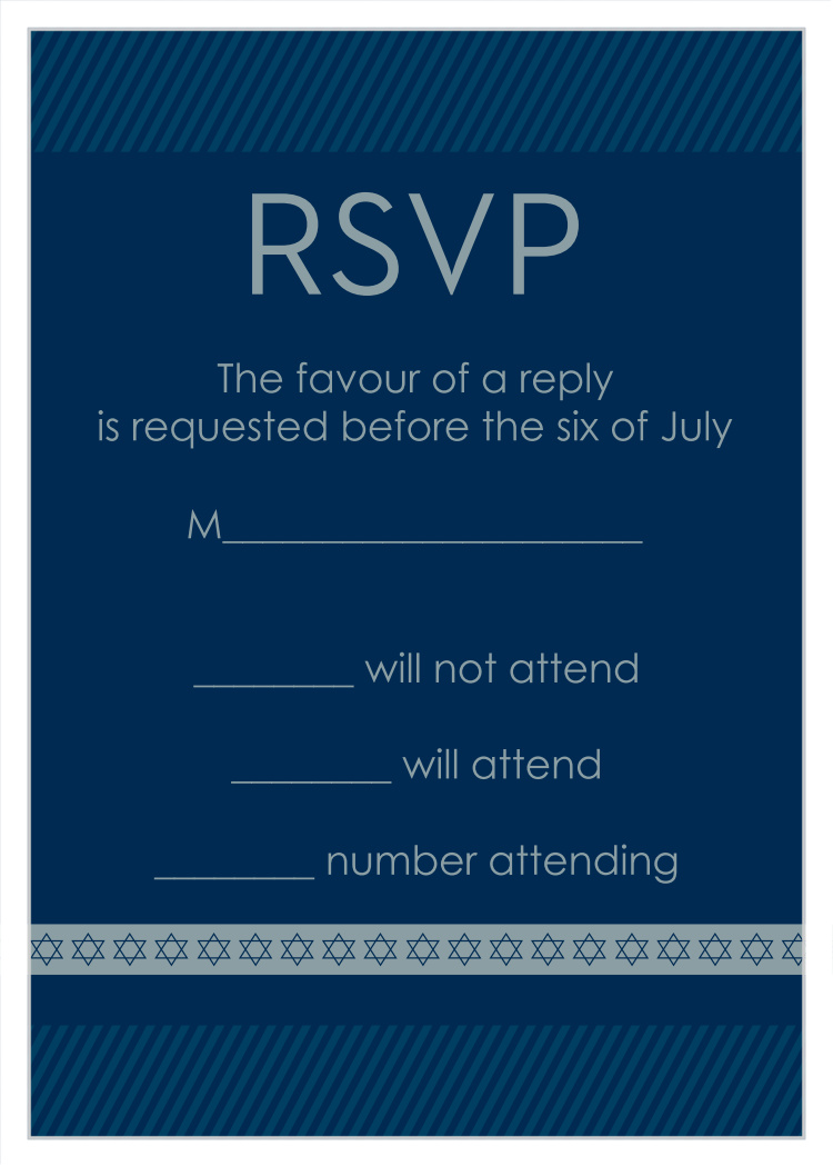 Diagonal Stripes Bar Mitzvah Response Cards