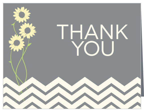 Sunflower Chevron Bridal Shower Thank You Cards
