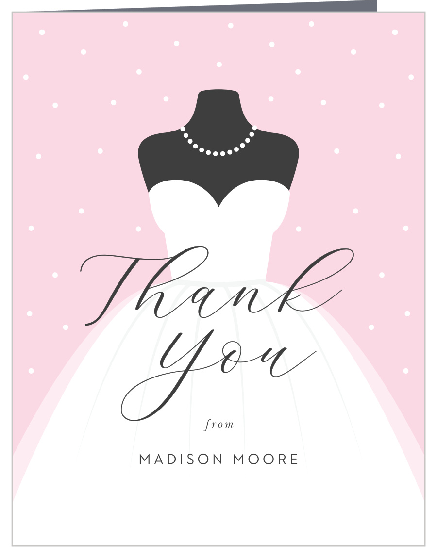 Wedding Dress Bridal Shower Thank You Cards