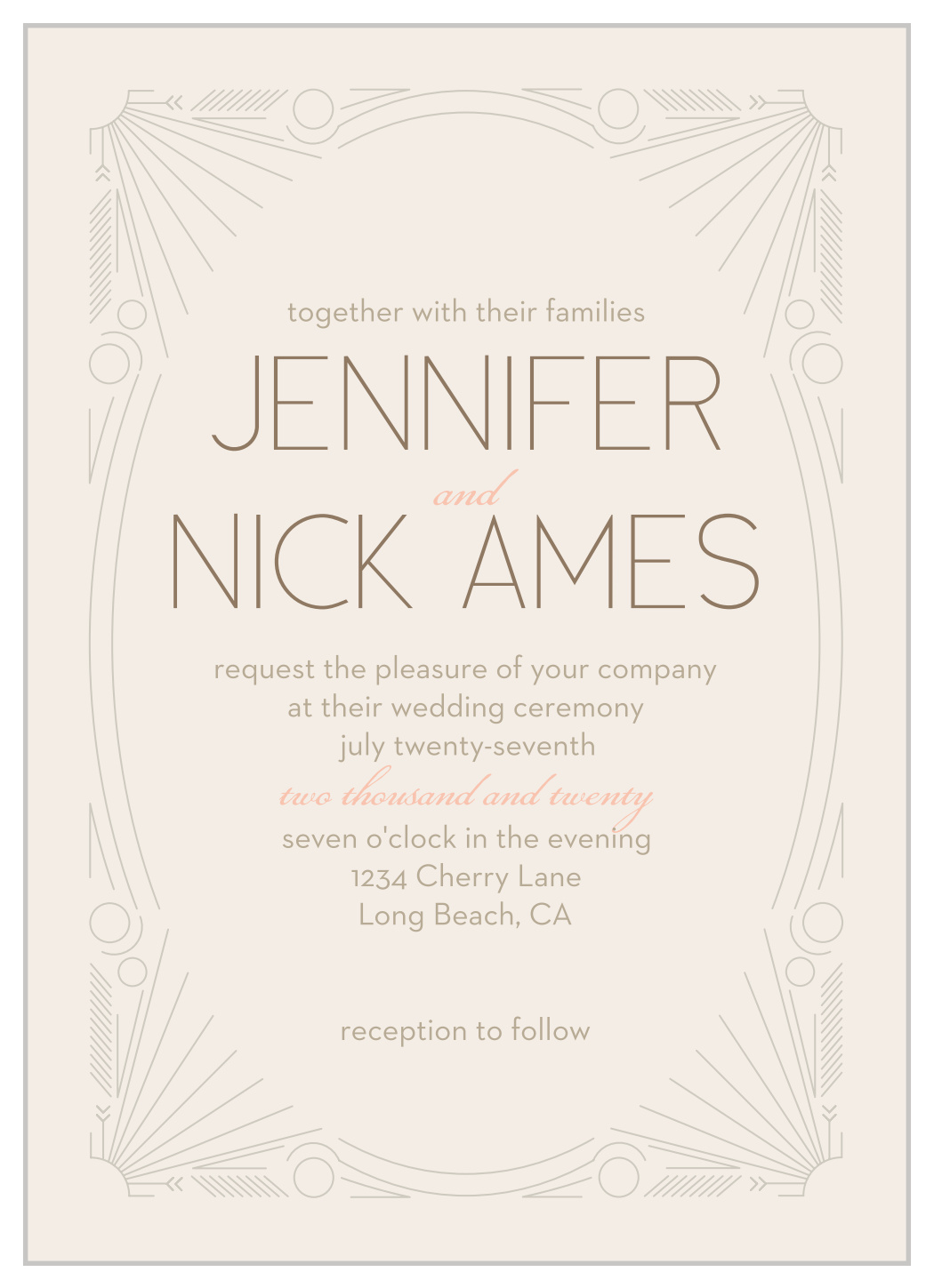 Framed Art Deco Wedding Invitations
