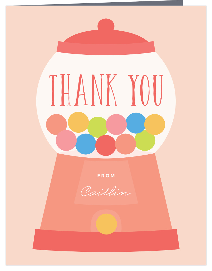 Girl Bubble Gum Baby Shower Thank You Cards