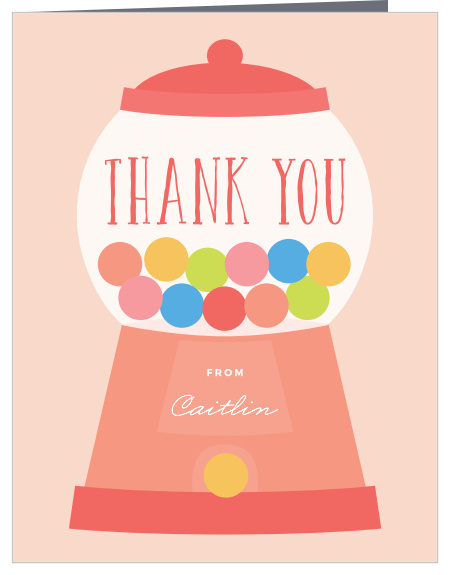 Girl Bubble Gum Baby Shower Thank You Cards