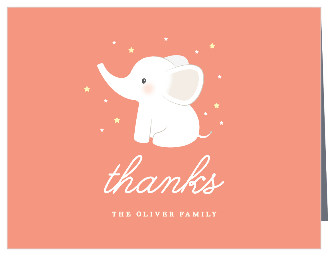 Girl Elephant Baby Shower Thank You Cards