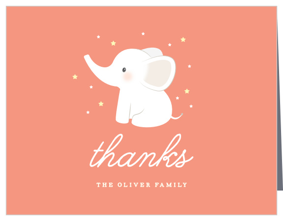 Girl Elephant Baby Shower Thank You Cards