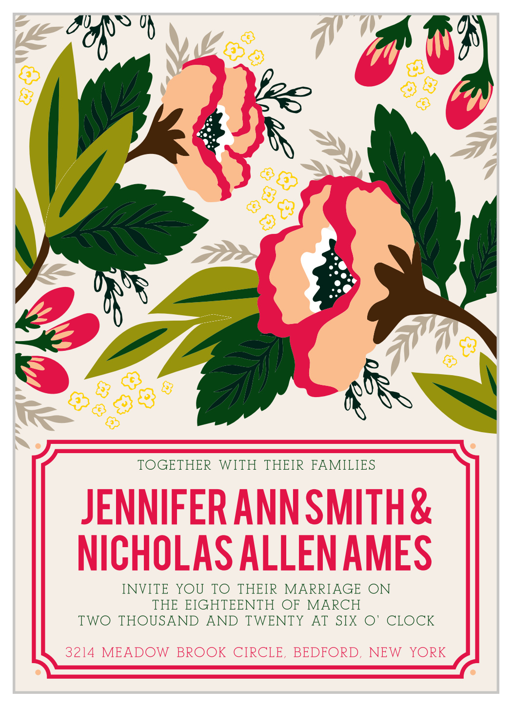 Bold Floral Wedding Invitations