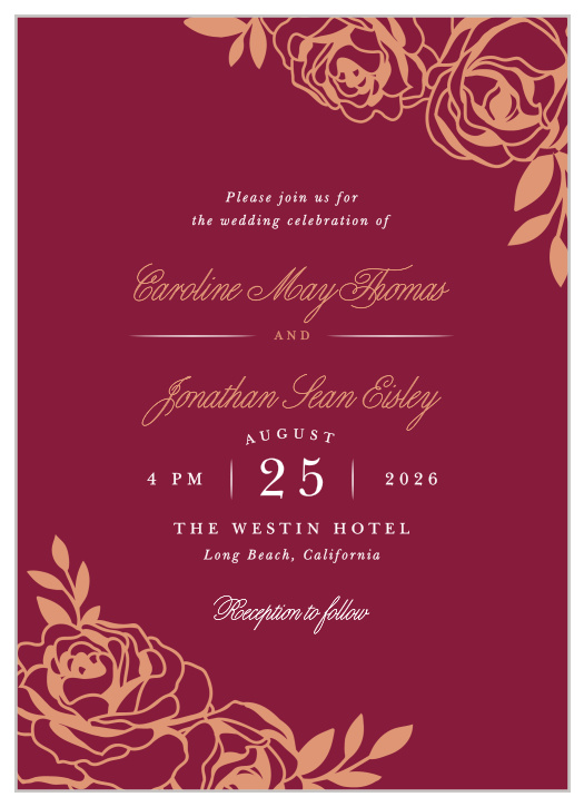 Rose Outline Wedding Invitations