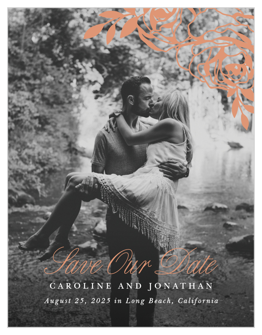 Rose Outline Save the Date Cards