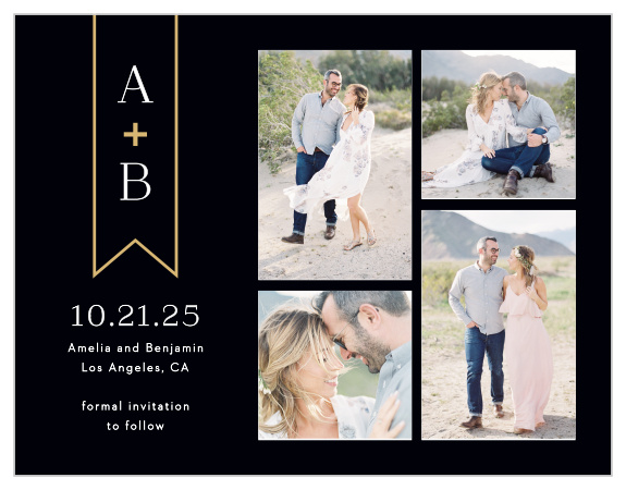 Make a sophisticated impression with our Minimalist Banner Save the Date Magnets. 