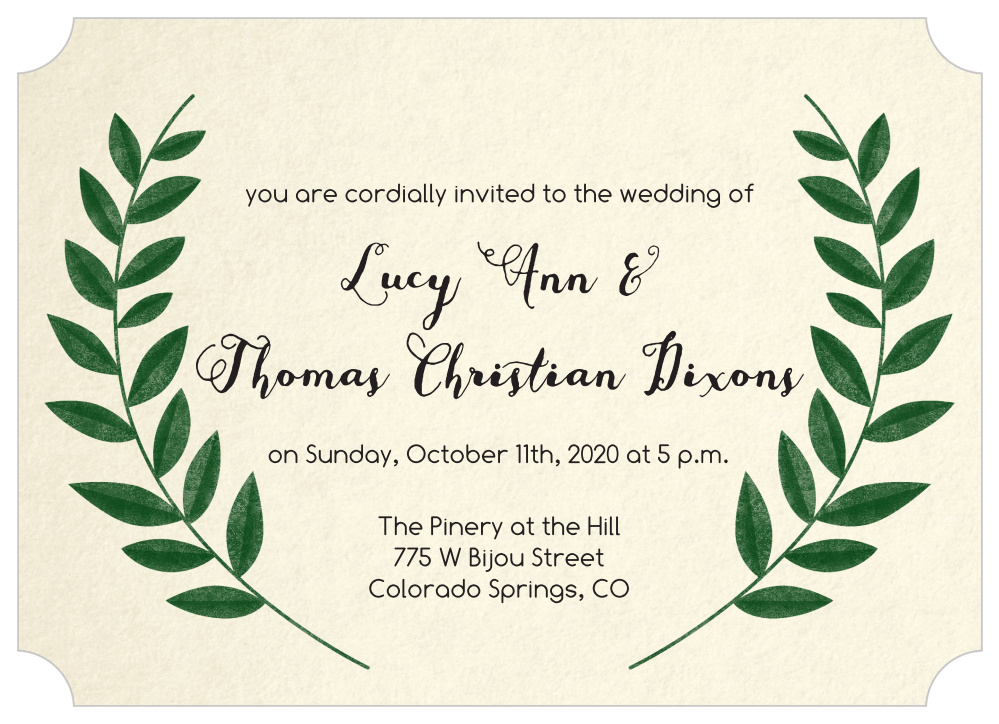 Vintage Wreath Wedding Invitations